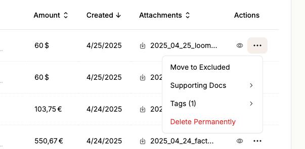 Invoice Actions