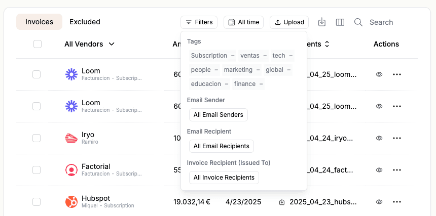 Invoice Filters