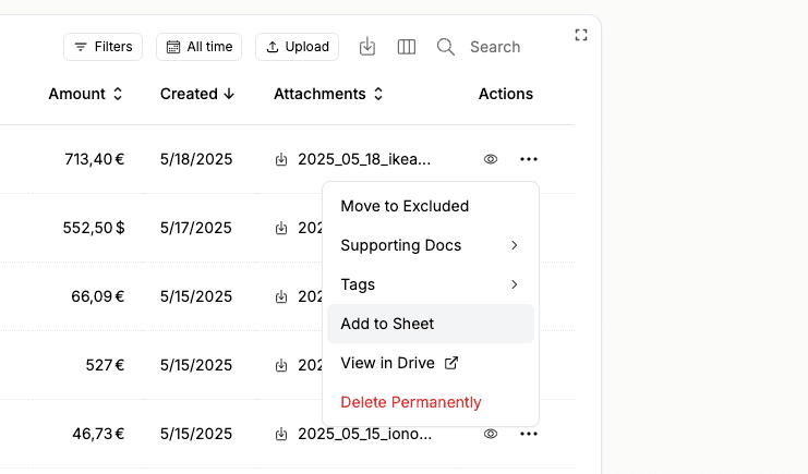 Add to Sheet